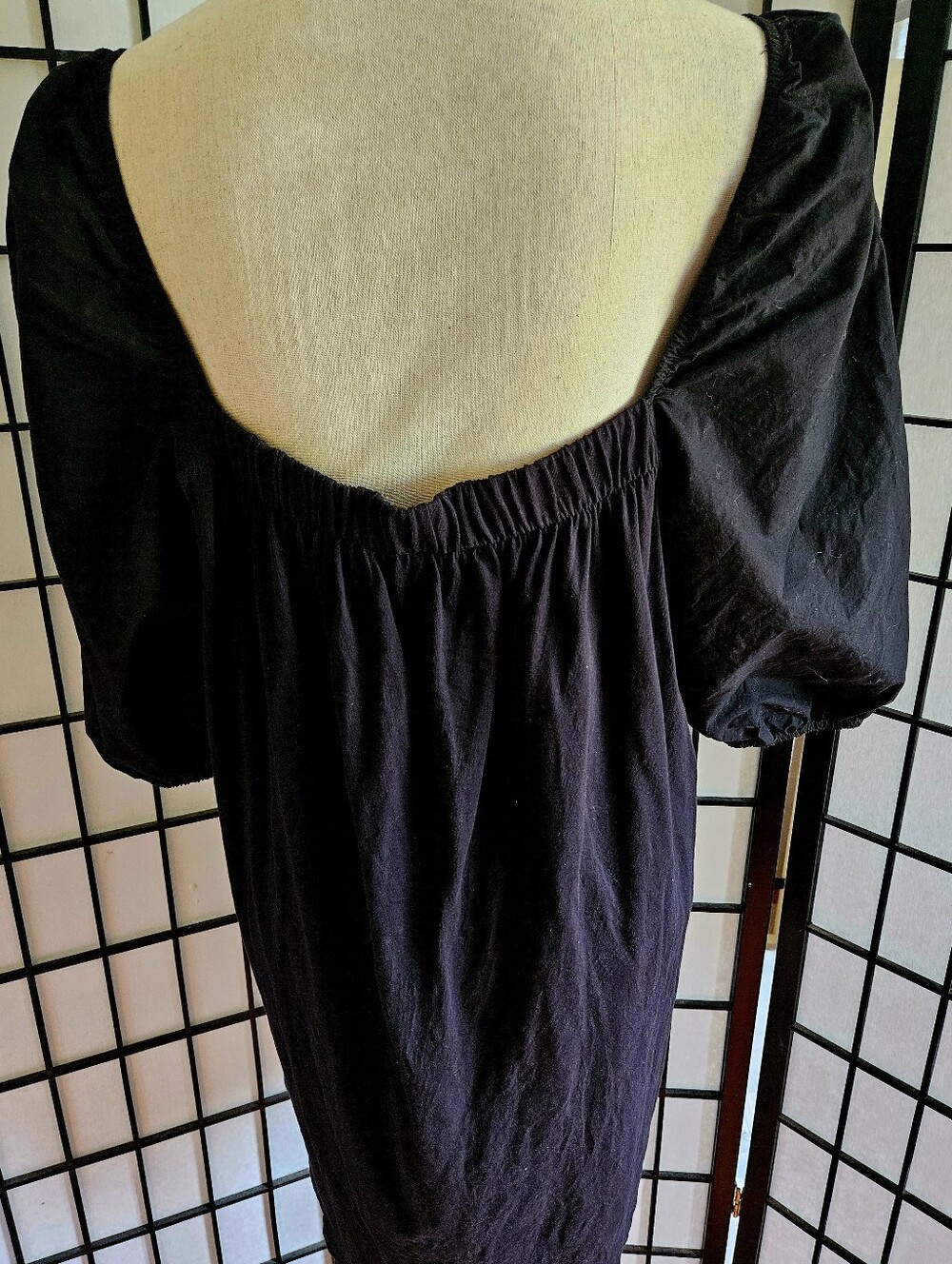 H&M XL Black Short Balloon -Sleeved Short Tunic Dress - Picture 3 of 5